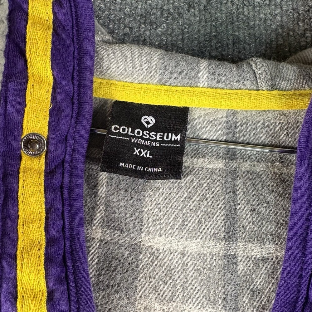 LSU Tigers Womens XXL Sherpa Fleece Pullover Colosseum Gray Purple Hooded NCAA - Picture 3 of 6